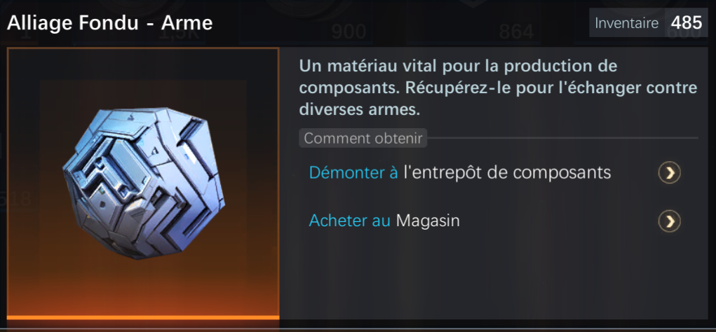 Alliage fondu   armes